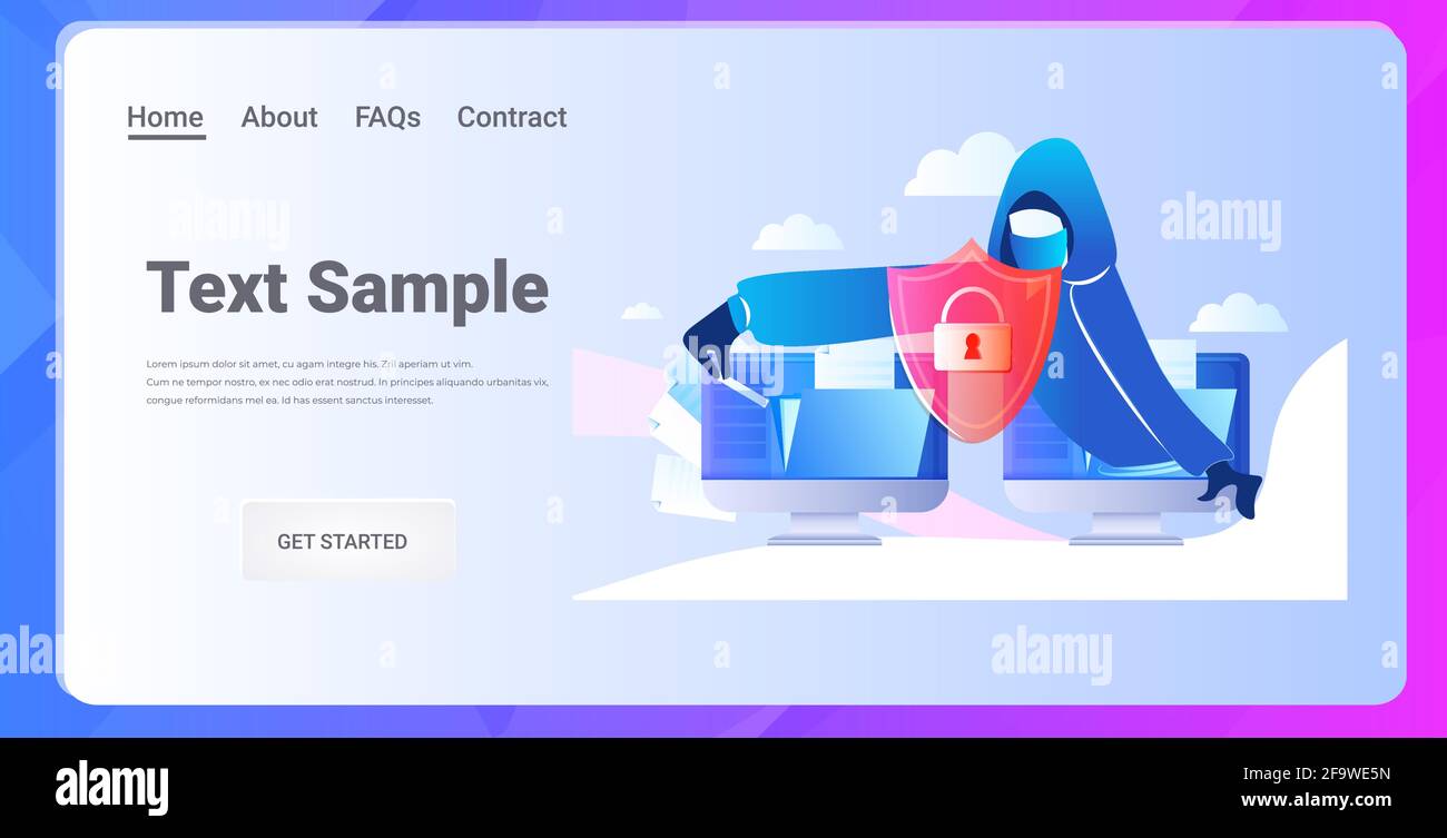 hacker voler des données personnelles confidentielles homme anonyme attaquant cyber ordinateur hameçonnage criminel Illustration de Vecteur