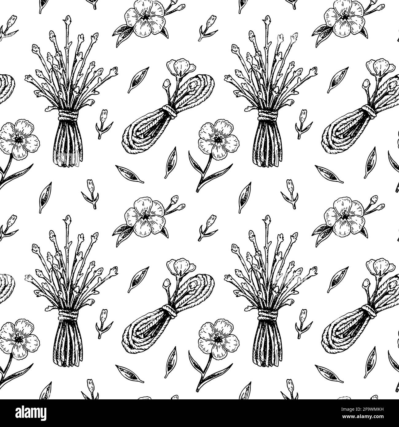 Motif fleurs printanières sans coutures avec éléments dessinés à la main. Illustration vectorielle dans le stile d'esquisse. Illustration de Vecteur