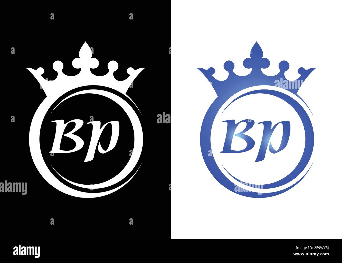 Lettre de couronne de roi alphabet BP pour le logo de l'entreprise de conception d'icône. Illustration de Vecteur