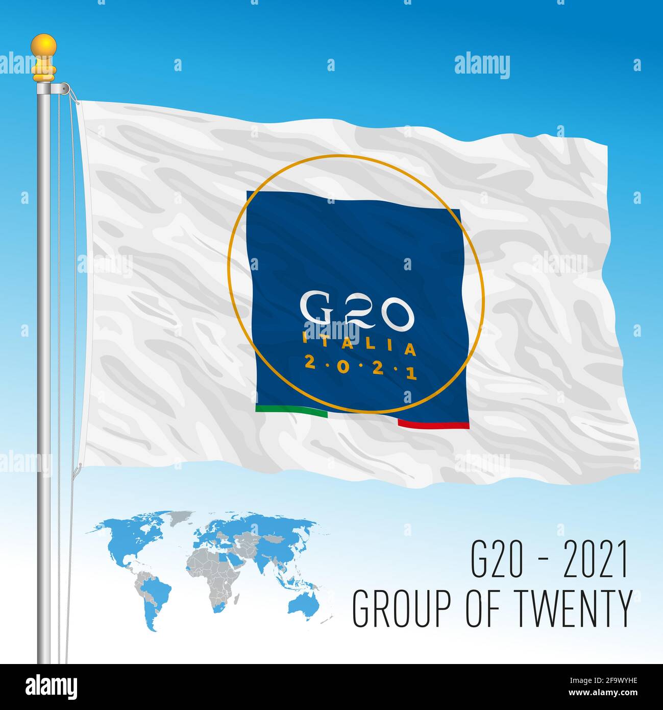 G20 Italie 2021, drapeau avec le logo Illustration de Vecteur