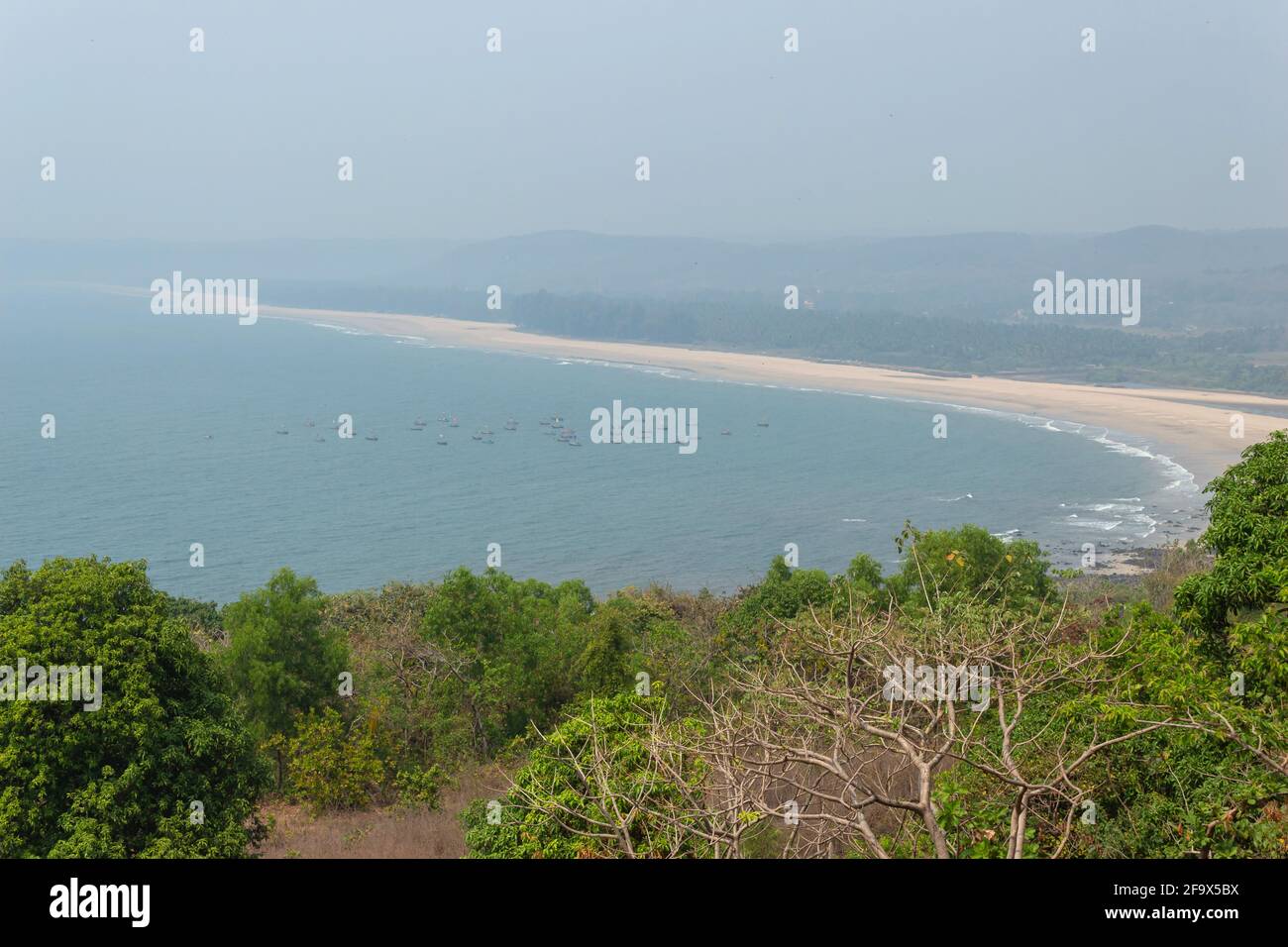 Vue aérienne de la plage de Guhagar, Guhaghar, Konkan, Maharashtra, Inde. Banque D'Images