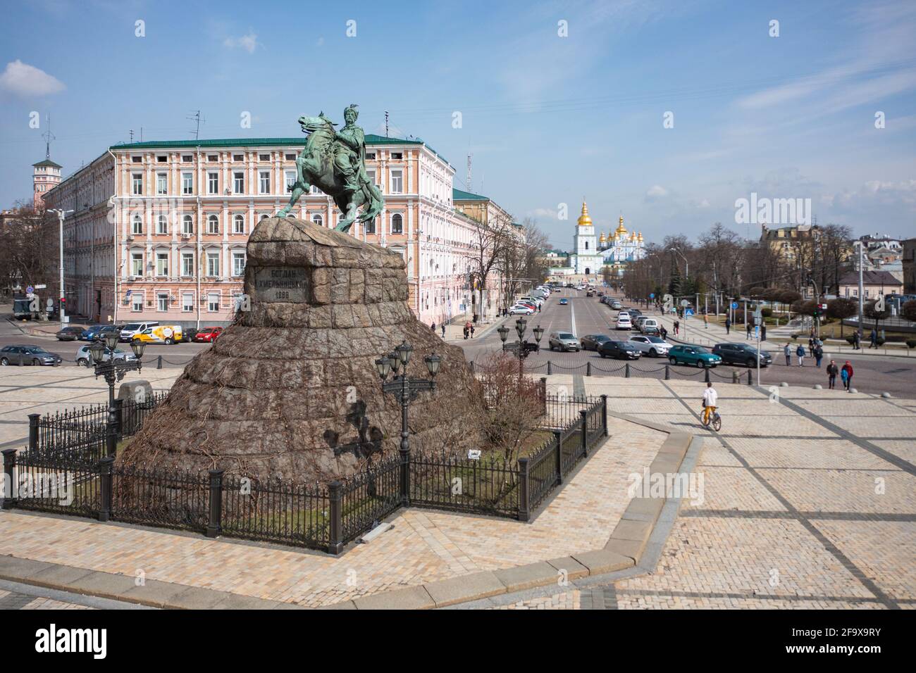 Kiev, Ukraine - 1er avril 2021 : monument à Bohdan Khmelnytskyi à Kiev Banque D'Images