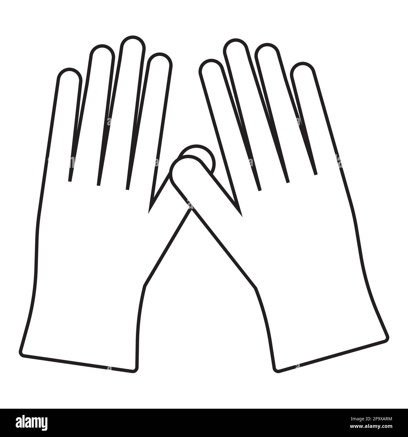 Gants en caoutchouc pour le nettoyage. Icône en noir et blanc. Illustration vectorielle Illustration de Vecteur