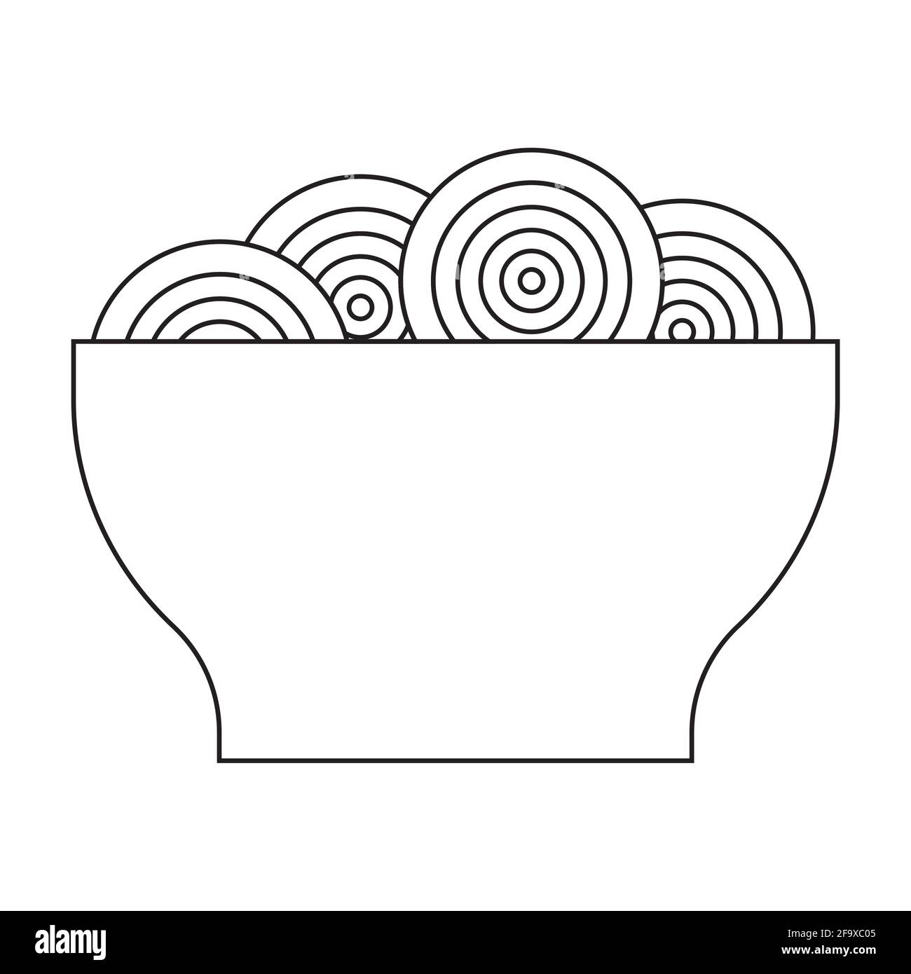 Assiette de nouilles chaudes cuites, icône en noir et blanc. Illustration vectorielle Illustration de Vecteur