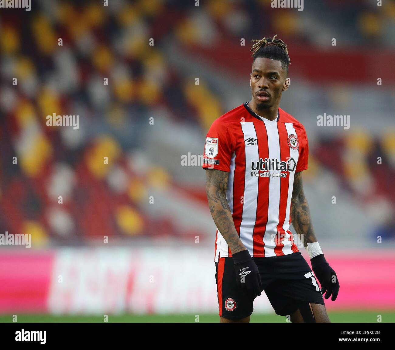 Londres, Angleterre, le 20 avril 2021. Ivan Toney de Brentford lors du match de championnat Sky Bet au stade communautaire de Brentford, Londres. Le crédit photo devrait se lire: David Klein / Sportimage Banque D'Images