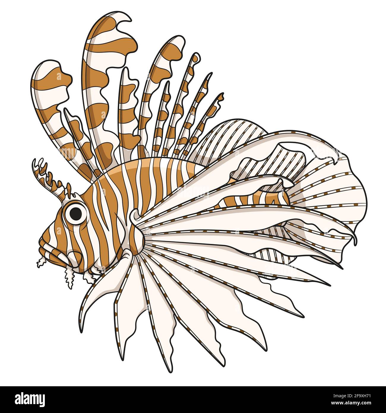 Illustration couleur poisson-lionis. Objets vectoriels sur fond blanc. Illustration de Vecteur