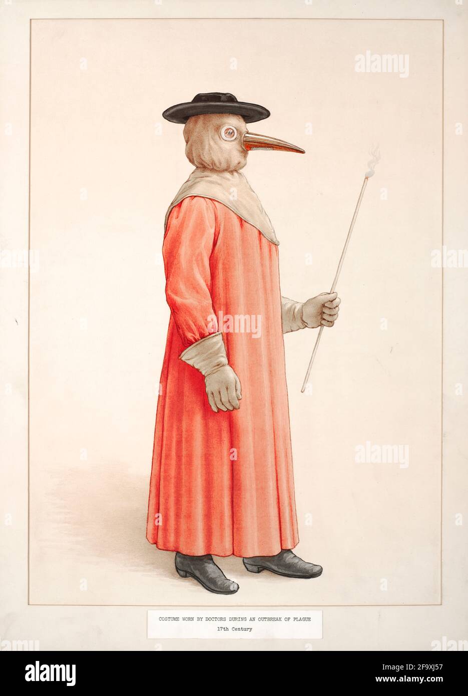 Un medecin portant un costume de prevention de la peste du 17eme siecle BNM3957 Photo Stock Alamy