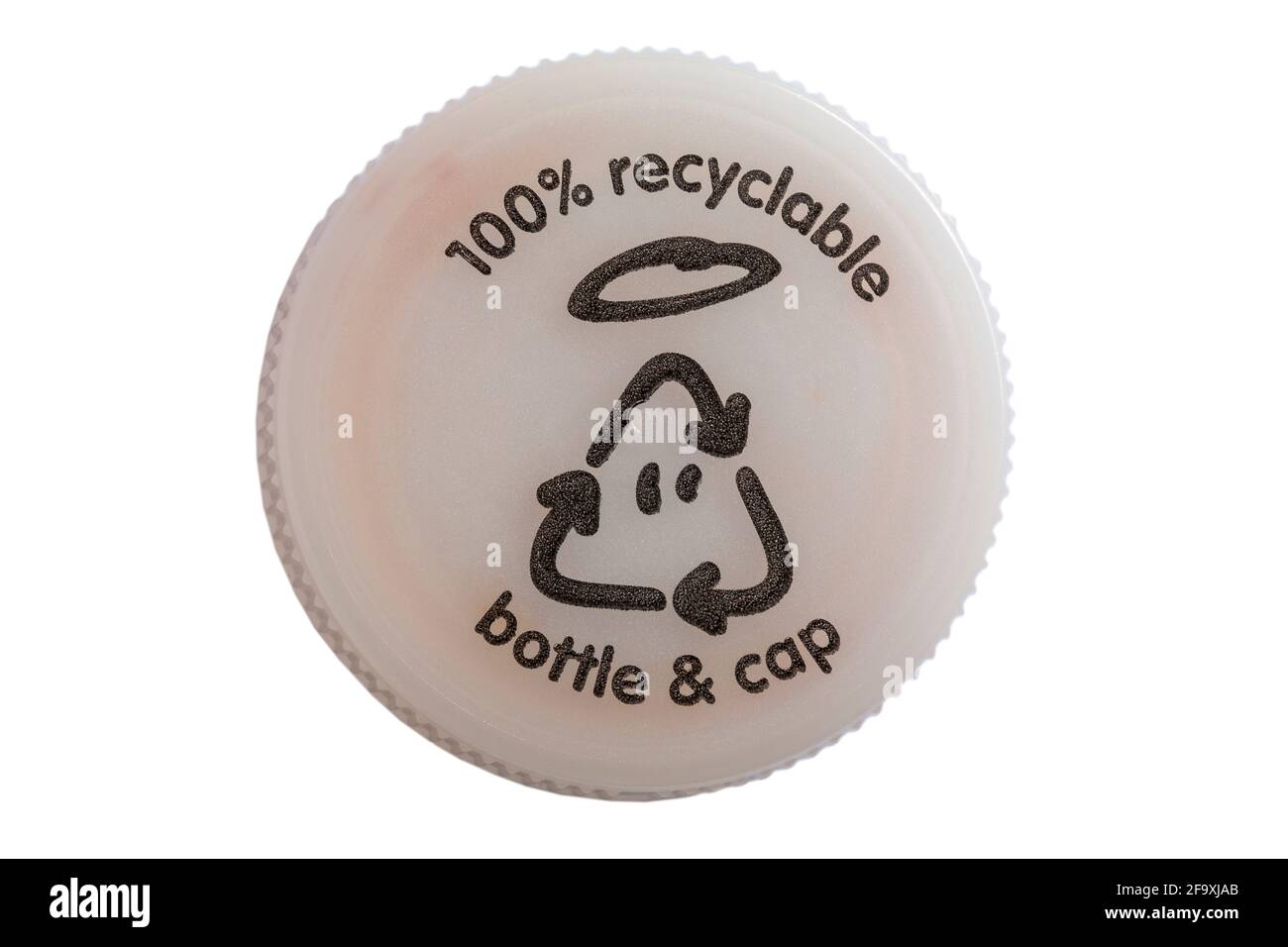 Bouteille et bouchon 100 % recyclables de la bouteille de boisson Innocent Berry Light super smoothie - symbole du logo recyclage de la mise au rebut Banque D'Images