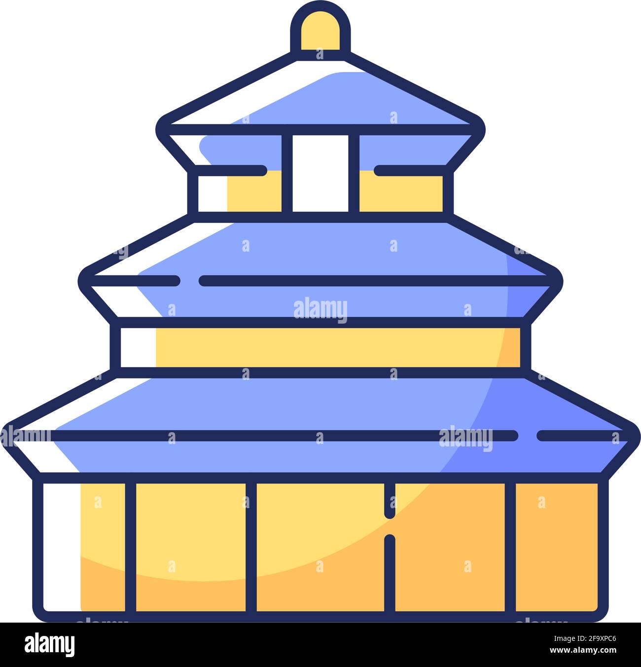 Icône de couleur RVB Temple of Heaven Illustration de Vecteur