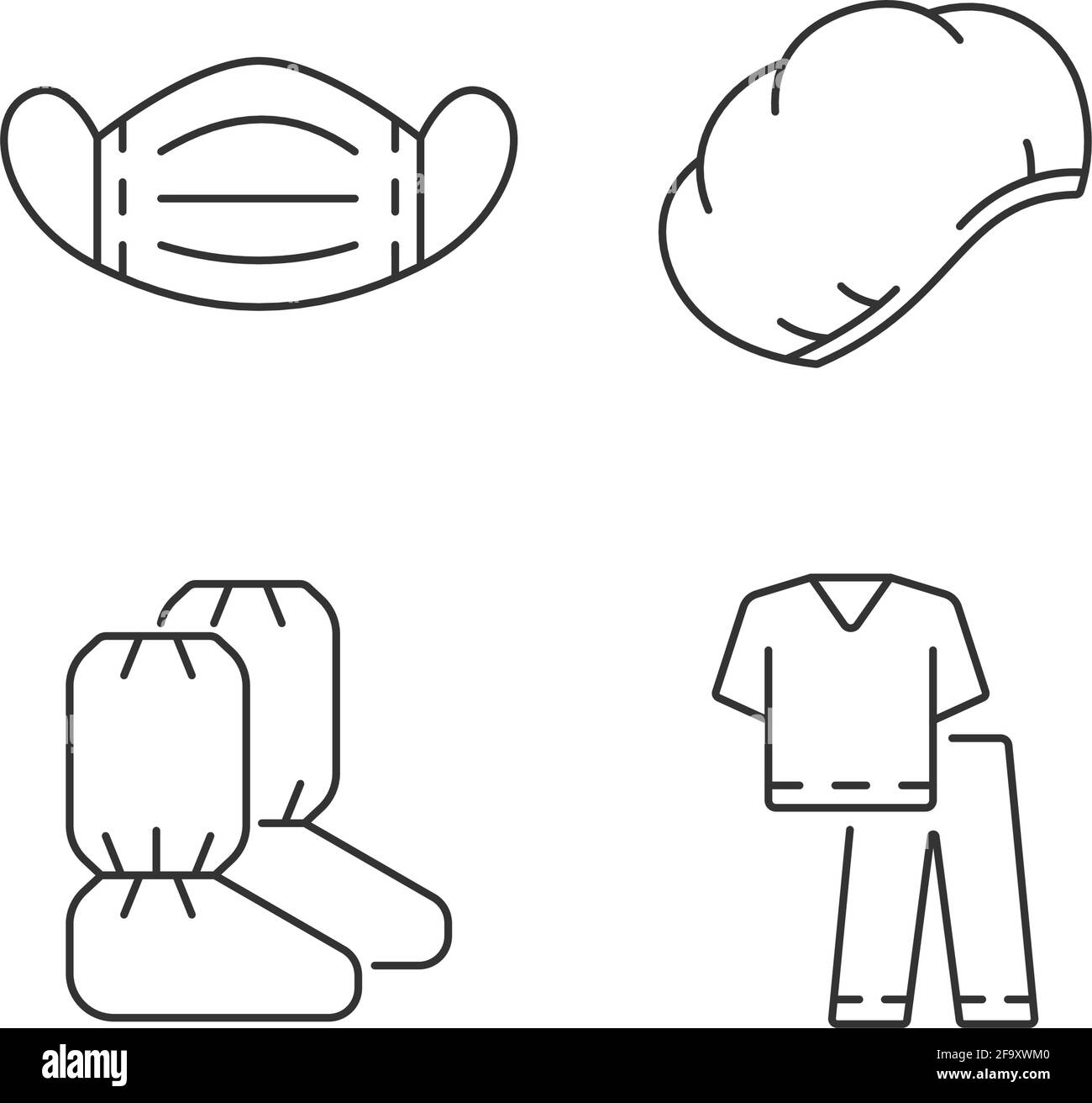 Ensemble d'icônes linéaires pour équipement médical jetable Illustration de Vecteur