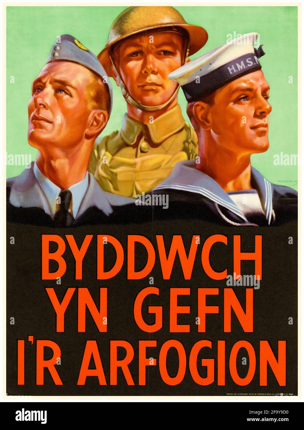 British, WW2, affiche de la langue galloise motivante, soyez un partisan des Forces armées, 1942-1945 Banque D'Images