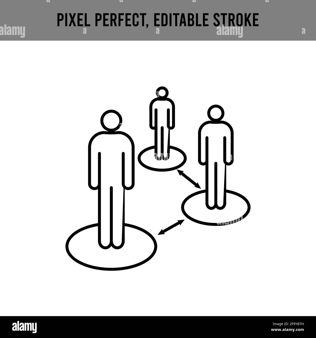 Gardez votre distance. Sur le lieu de travail, dans un endroit public. Sécurité au travail. Contour modifiable. Icône informations. Illustration de Vecteur