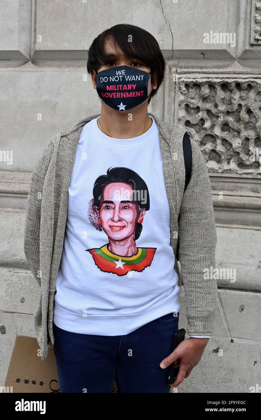 Londres, Royaume-Uni. 21 avril 2021. Manifestation contre le coup d'Etat militaire au Myanmar, Downing Street, Londres. Crédit au Royaume-Uni : michael melia/Alay Live News Banque D'Images