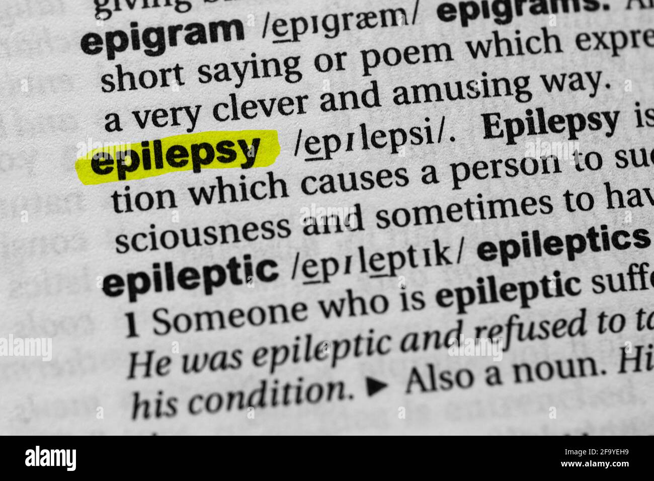 Mise en évidence du concept et de la signification du mot épilepsie. Banque D'Images