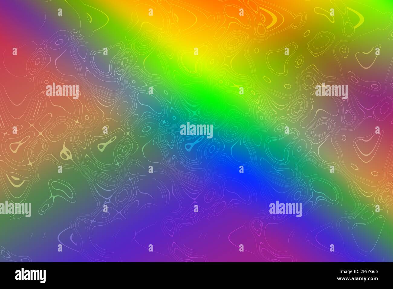 recouvrement en dégradé arc-en-ciel funky avec formes d'eau ondulées et irisée effet Banque D'Images