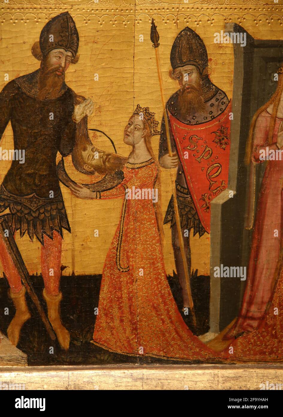 Retable de Saints John. xive siècle. Artiste: Maître de St. Coloma de Queralt. Salome recevant le chef de Jean-Baptiste. De la chapelle Saint-Co Banque D'Images