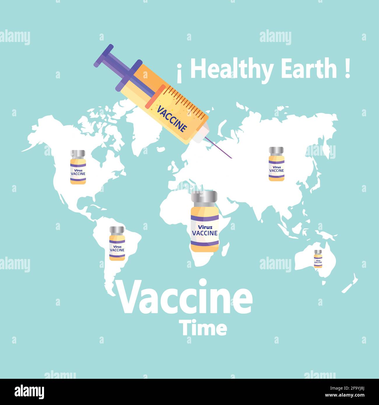 La vaccination dans le monde. Traitement Covid-19 - Vector Illustration de Vecteur