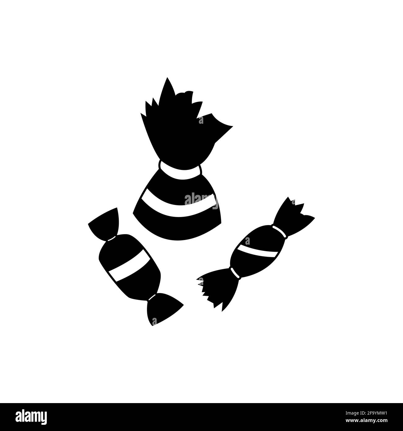 Icônes de bonbons vectoriels noir et blanc sur fond blanc. Illustration de Vecteur