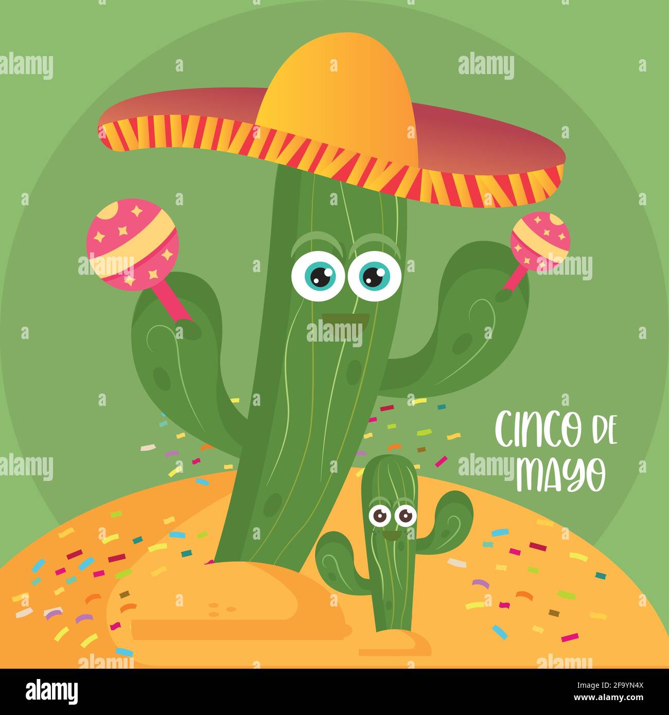 Affiche Cinco de mayo. Dessin animé d'un joyeux cactus mexicain - Vector Illustration de Vecteur