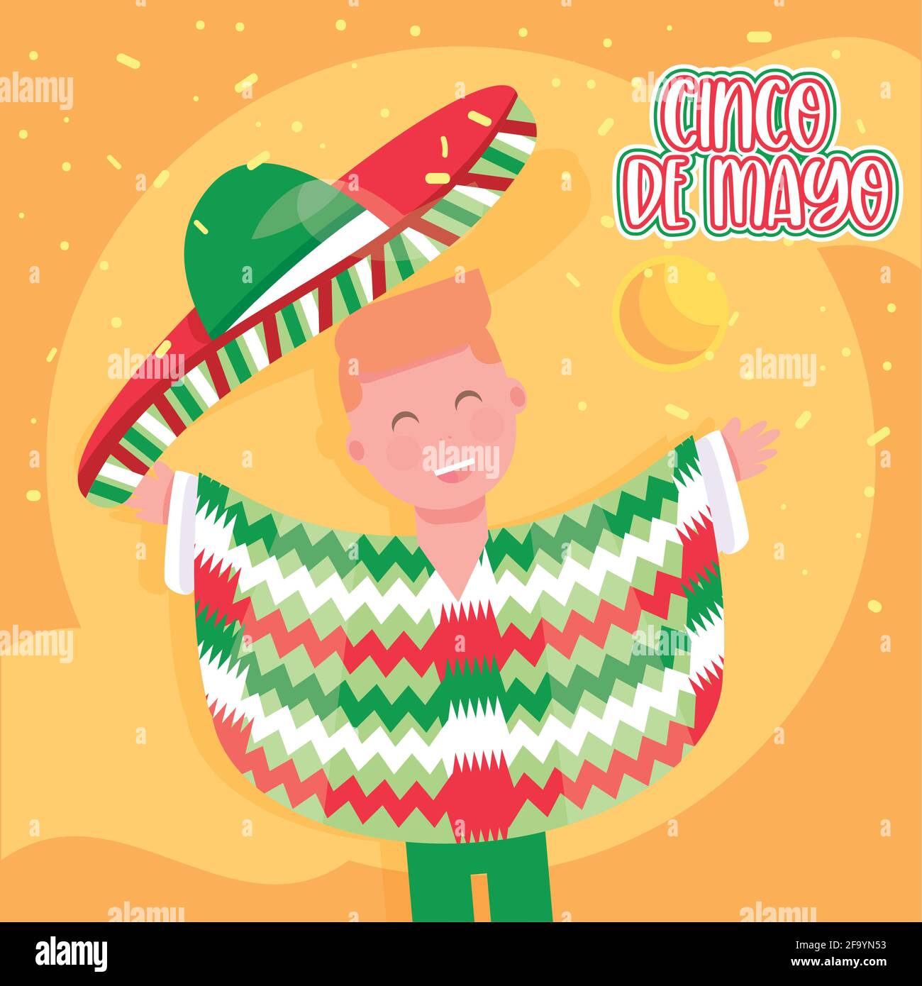 Homme mexicain avec poncho. Poster Cinco de mayo - illustration vectorielle Illustration de Vecteur