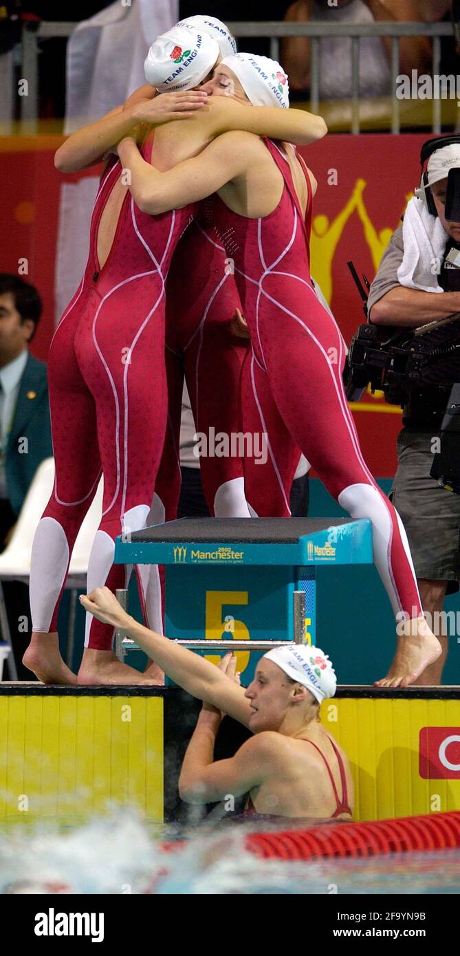 JEUX DU COMMONWEALTH MANCHESTER NATATION 4*200M FREESTLYE VRAIMENT EMGLAND GAGNER PICKERING EN PISCINE APRÈS LA DERNIÈRE JAMBE 1/8/2002 PHOTO DAVID ASHDOWN.COMMONWEALTH JEUX MANCHESTER Banque D'Images