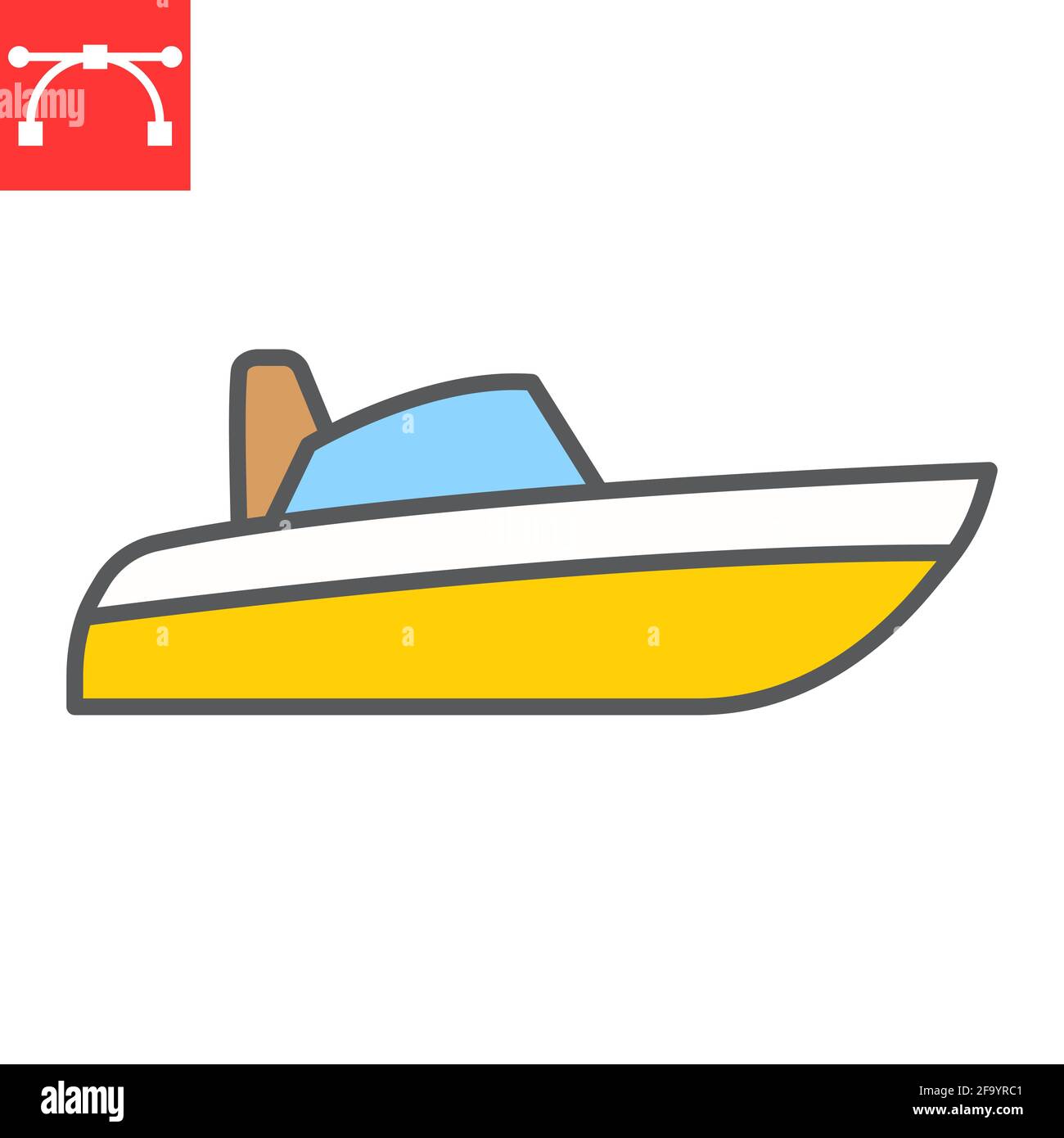 Icône de la ligne de couleur du hors-bord Illustration de Vecteur