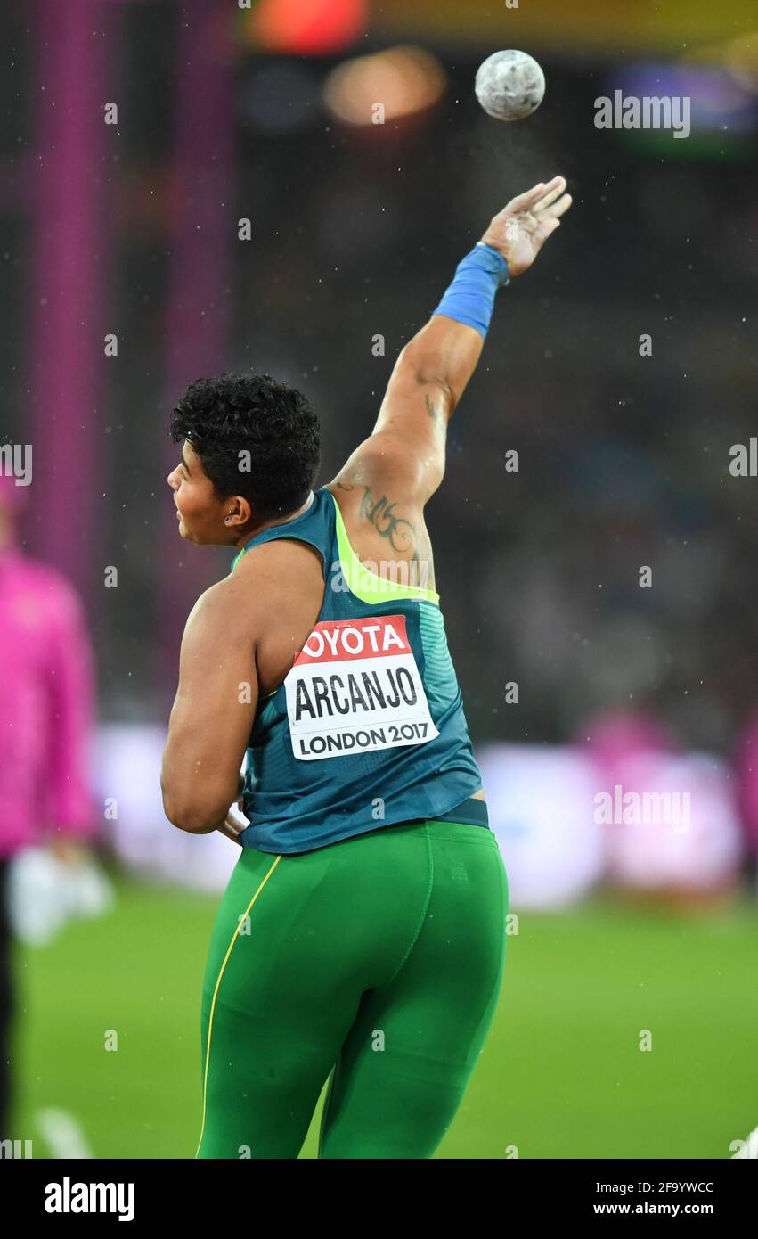Geisa Arcanjo (Brésil). Finale de la mise de balle pour les femmes. Championnats du monde de l'IAAF, Londres 2017 Banque D'Images