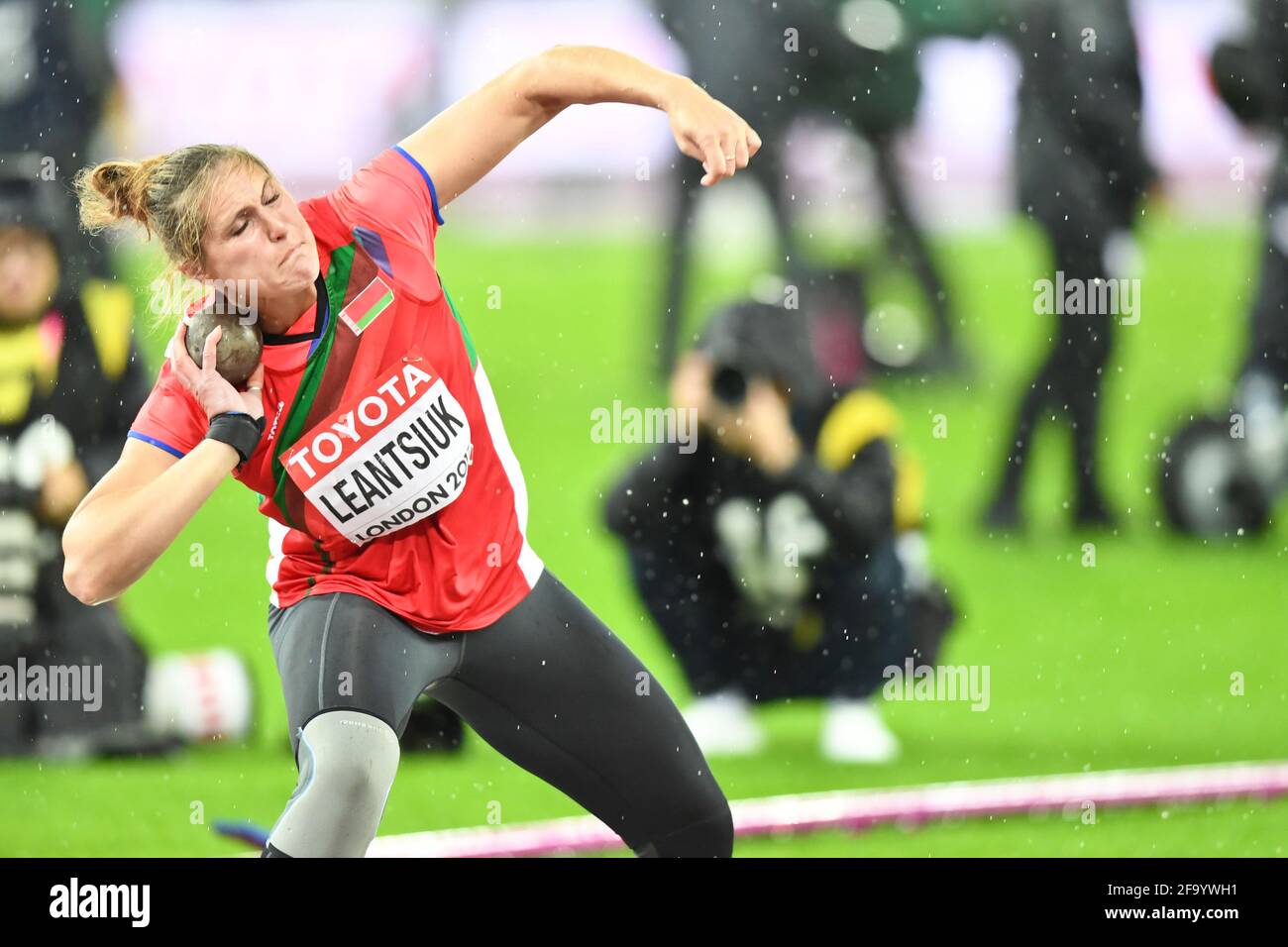 Yuliya Leanedsiuk (Bélarus). Finale de la mise de balle pour les femmes. Championnats du monde de l'IAAF, Londres 2017 Banque D'Images