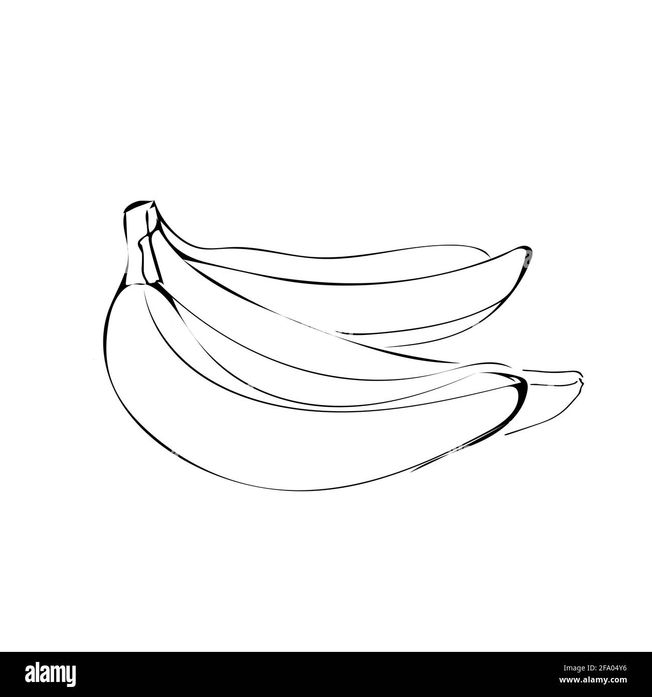 Illustration De Fruits De Banane En Couleur Noire De Dessin Au Trait Isolée Sur Arrière Plan 