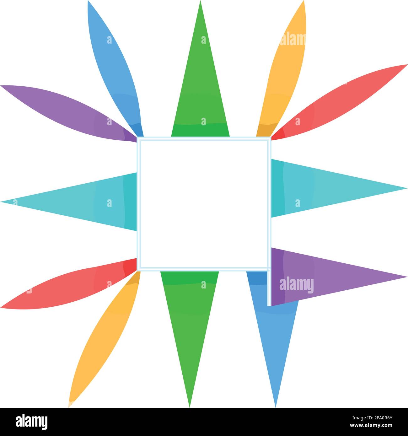 Le cadre est carré avec des drapeaux multicolores . Des drapeaux triangulaires de couleur ornent le cadre carré. Illustration vectorielle Illustration de Vecteur