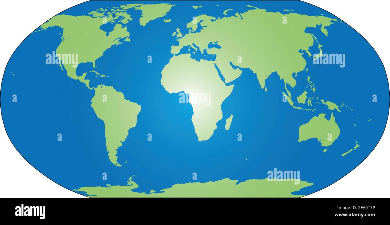 Silhouette de la carte du monde dans la projection Robinson Illustration de Vecteur