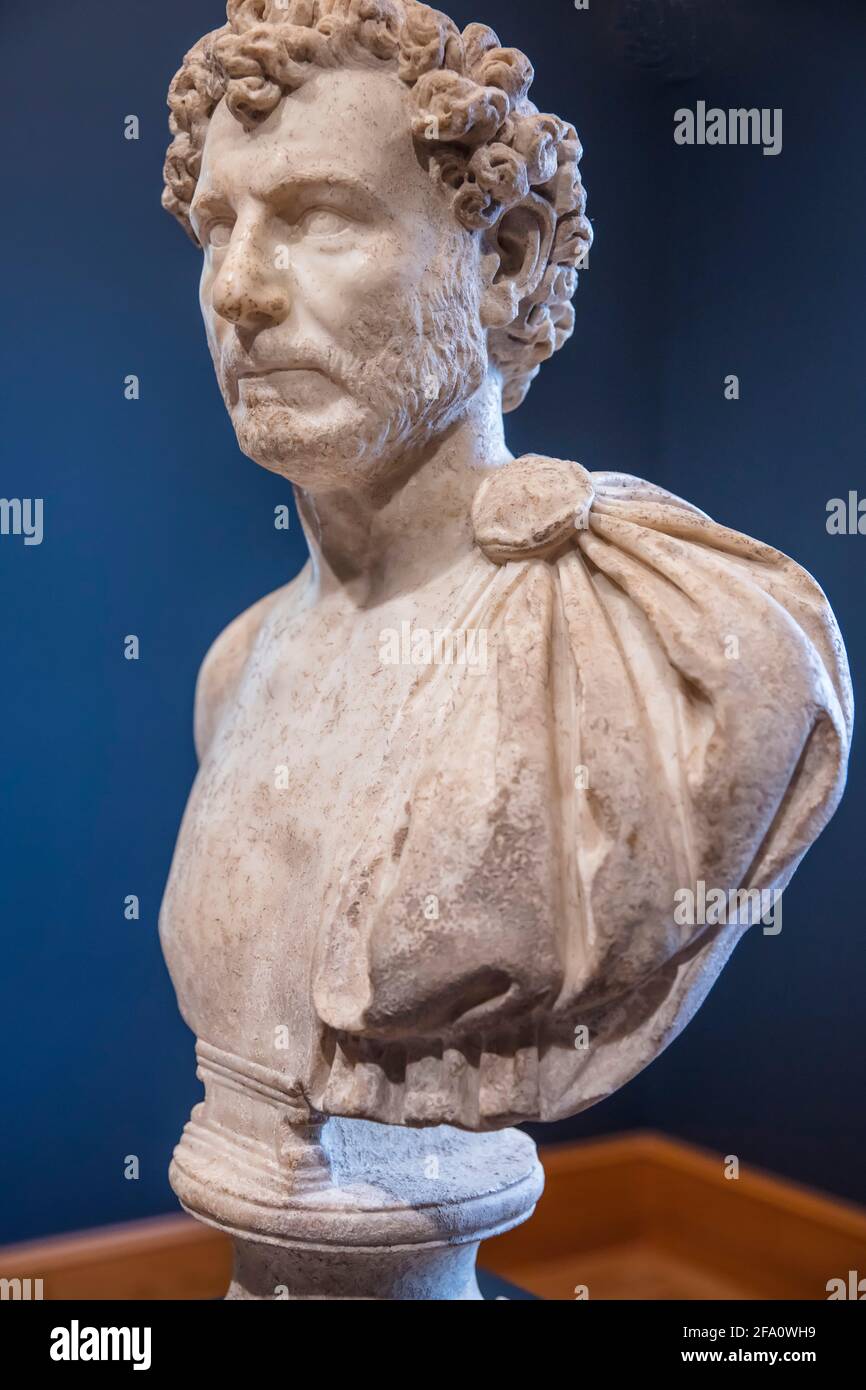 Buste romain masculin, Getty Museum, Los Angeles, Californie, États-Unis Banque D'Images