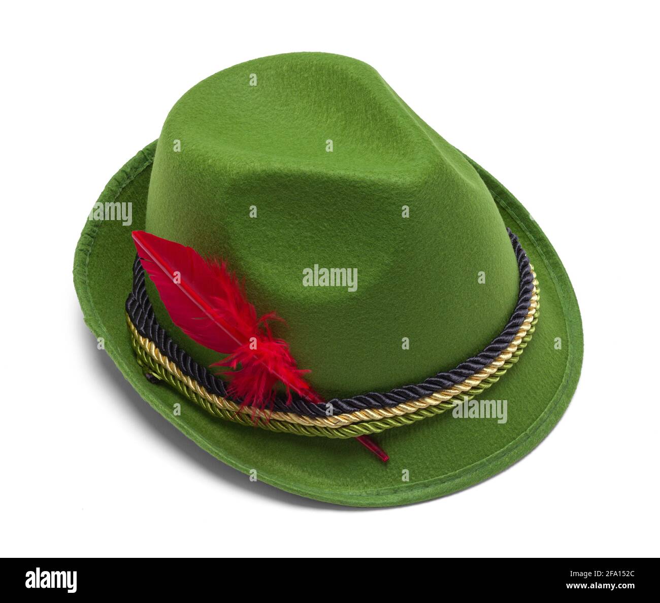 Green German Barvarian Alpine Tyrolean Hat Cut out. Banque D'Images