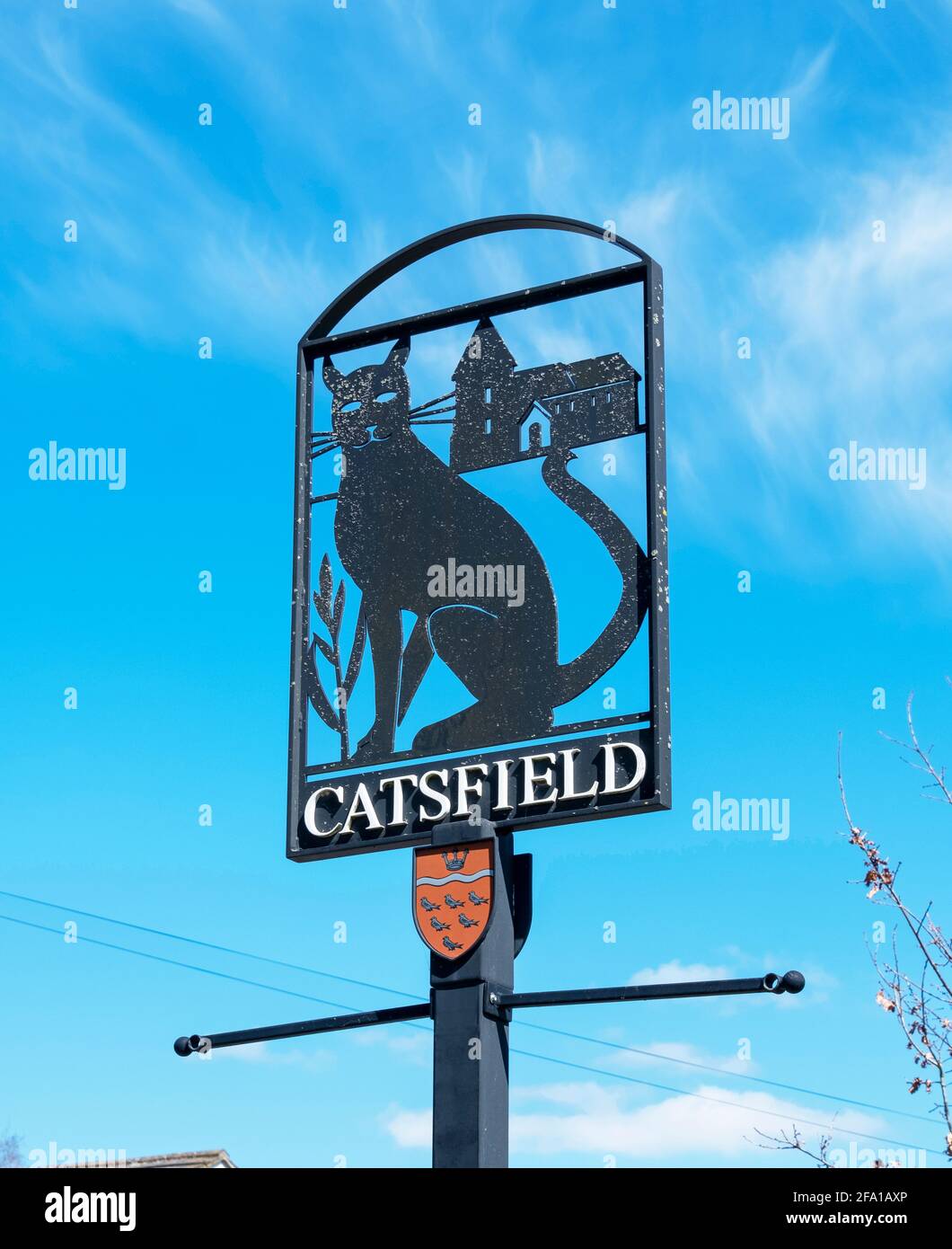 Panneau Catsfield Village, East Sussex, Royaume-Uni Banque D'Images