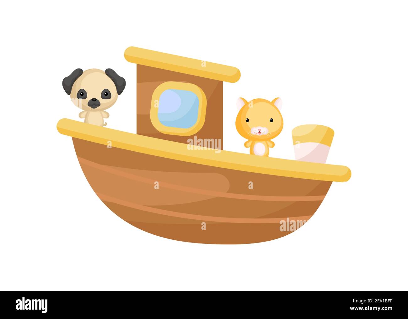 Joli Petit Chien De Petit Chien Et Hamster Naviguant Sur Un Bateau Brun Personnage De Dessin Anime Pour Les Enfants Livre Album Douche De Bebe Carte De Voeux Invitation De Fete Nous