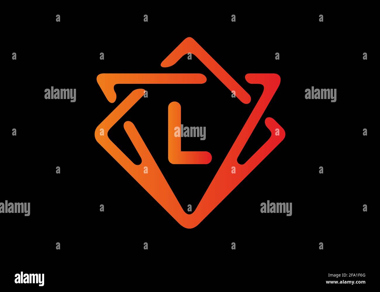 Couleur orange rouge dégradé de la lettre initiale L dans le cadre conception Illustration de Vecteur