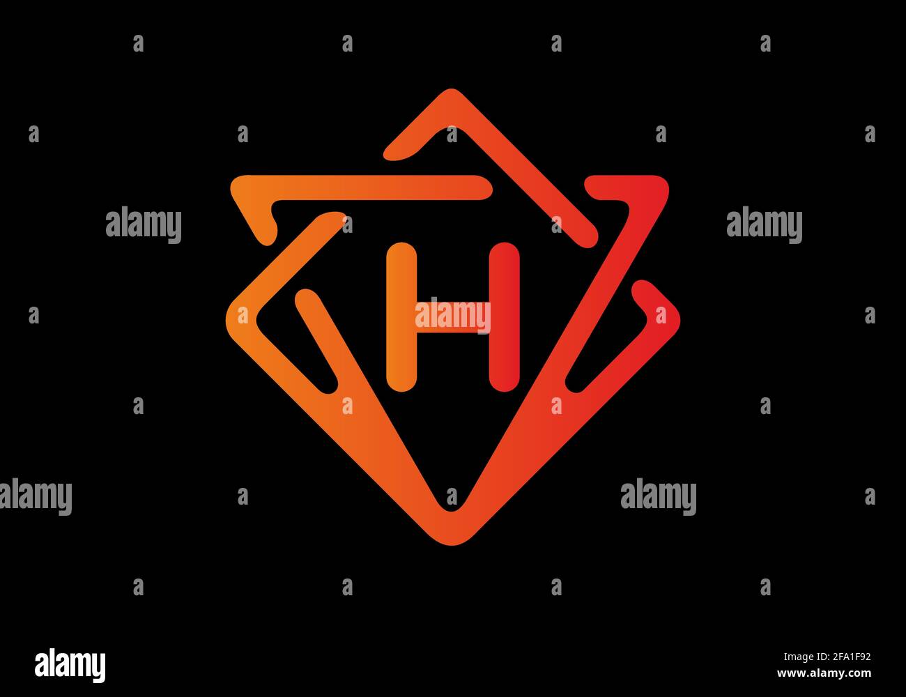 Dégradé de couleur rouge orange de la lettre H initiale Illustration de Vecteur