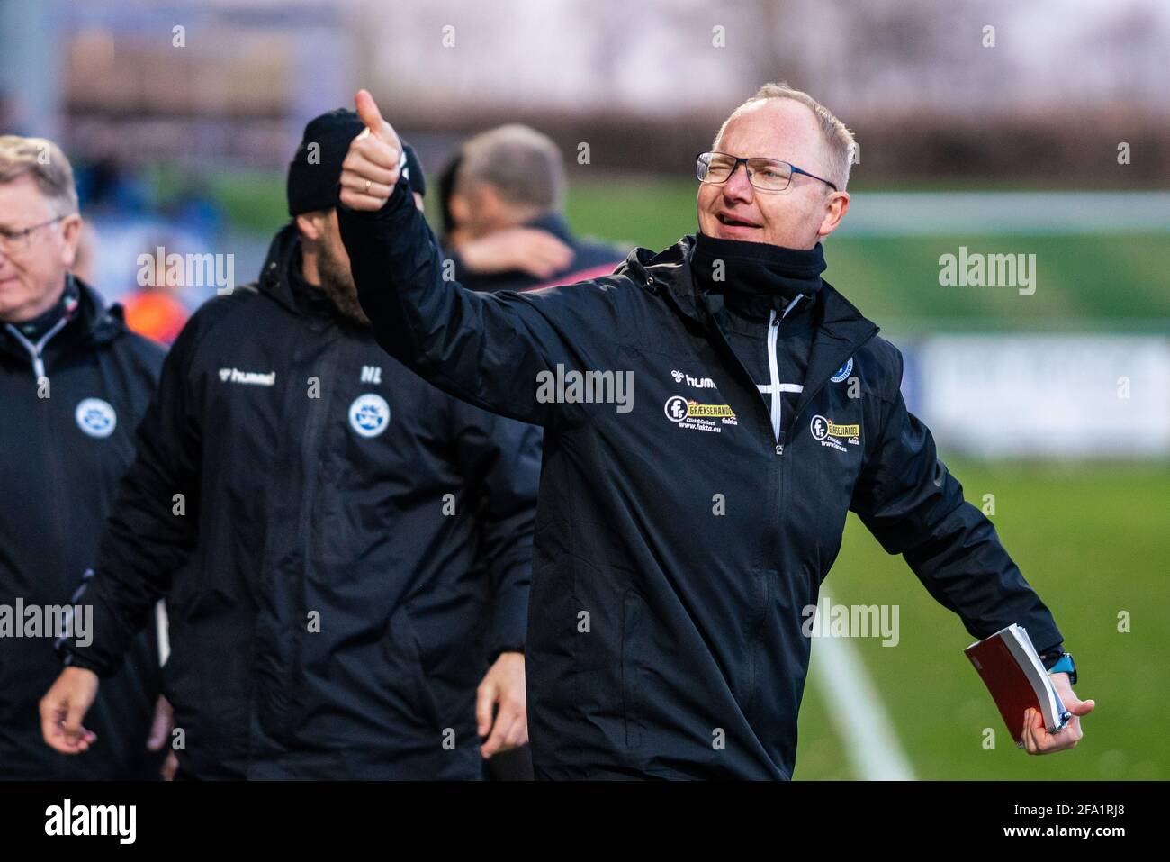 Lyngby, Danemark. 21 avril 2021. L'entraîneur-chef Glen Riddersholm de Soenderjyske vu après le match 3F Superliga entre Lyngby Boldklub et Soenderjyske au stade Lyngby. (Crédit photo : Gonzales photo/Alamy Live News Banque D'Images