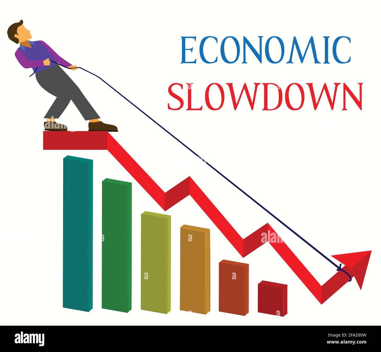 L'économie mondiale connaît un ralentissement synchronisé et nous sommes, une fois de plus, en train de réduire la croissance de 2020 à 60 pour cent, son rythme le plus lent depuis la croissance mondiale Illustration de Vecteur