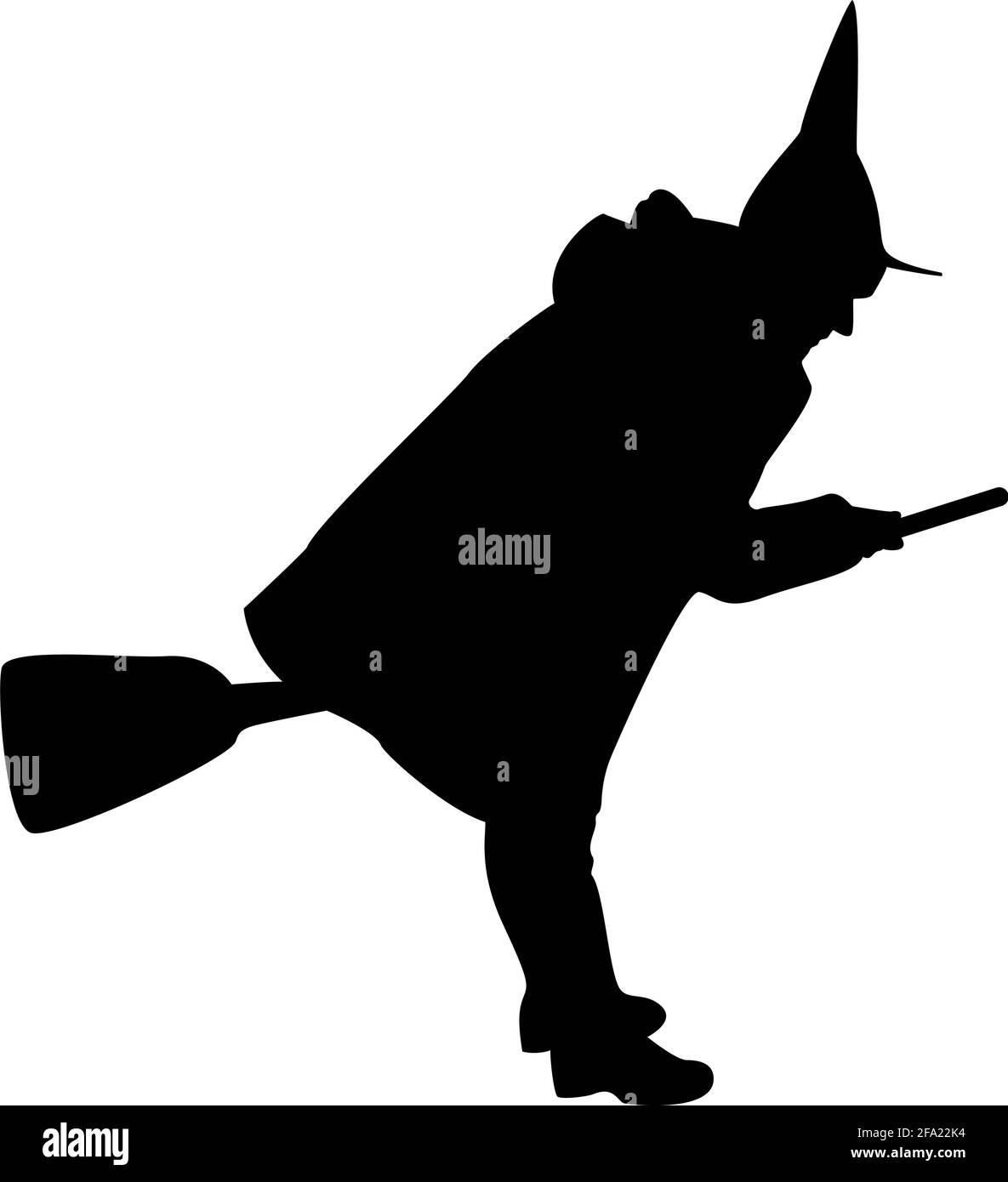 Sorcière sorcière sorcière de la fée silhouette volant sur un sujet de balai pour halloween concept noir couleur vecteur illustration plat image simple Illustration de Vecteur