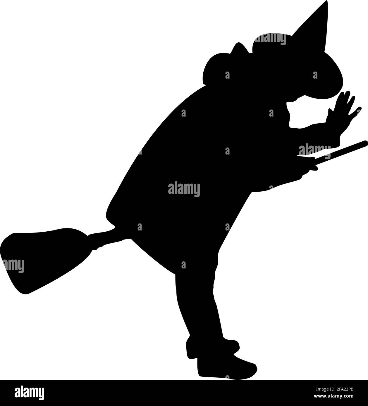 Sorcière sorcière sorcière de la fée silhouette volant sur un sujet de balai pour halloween concept noir couleur vecteur illustration plat image simple Illustration de Vecteur