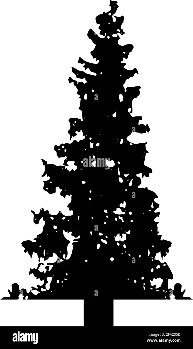 Silhouette sapin noël conifères épicéa forêt de pins bois à feuilles persistantes conifer noir couleur vecteur illustration plate style simple image Illustration de Vecteur