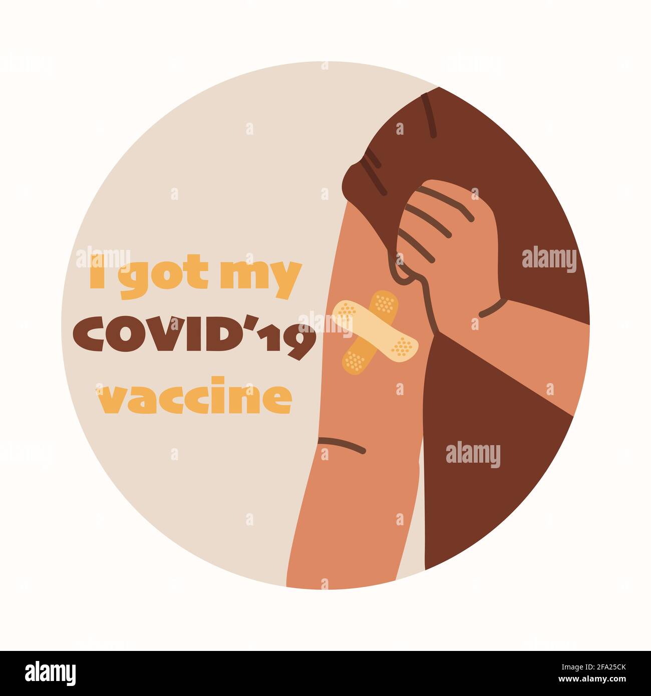 J'ai reçu mon vaccin COVID 19. Concept de la motivation et de la promotion de la vaccination. Dessin manuel vectoriel. Illustration de Vecteur