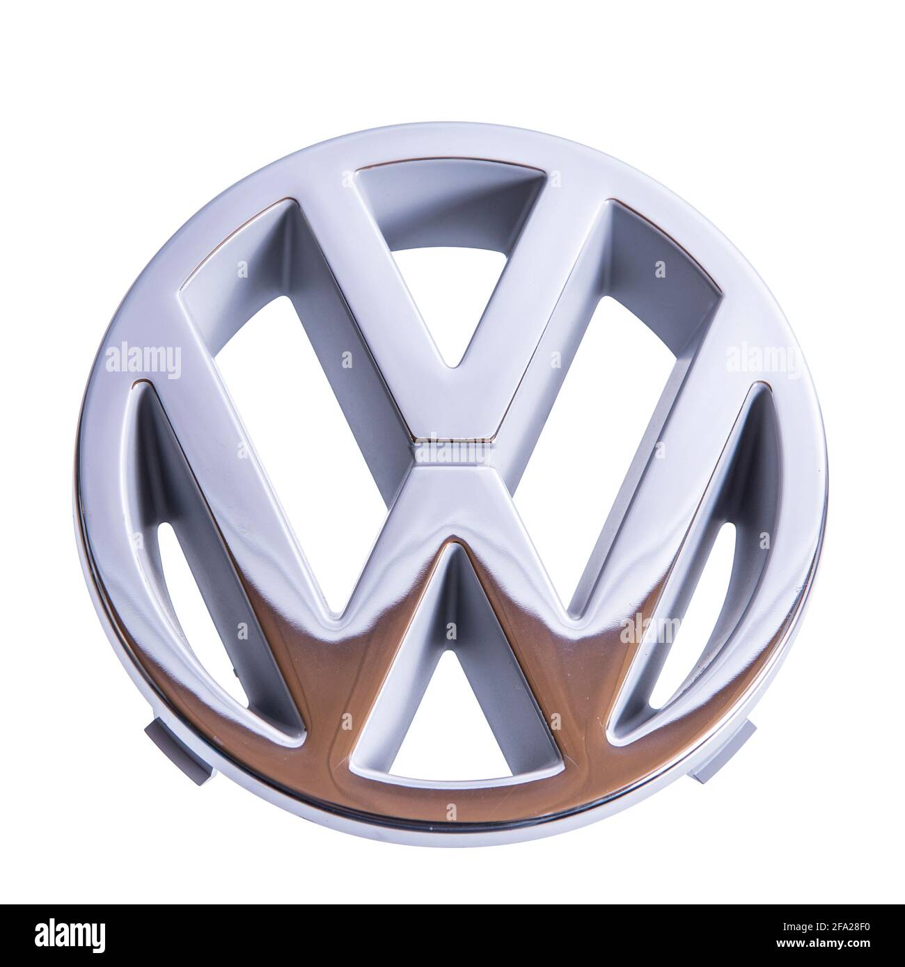 Logo Volkswagen en chrome. DAS VW-Zeichen stamtt von einem VW bus T3 Banque D'Images