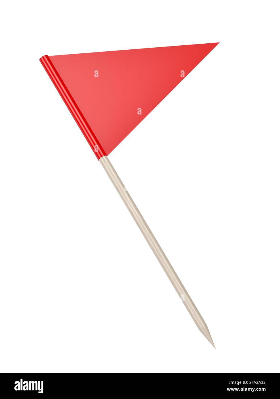 Drapeau de cure-dent triangle rouge, isolé sur fond blanc Banque D'Images