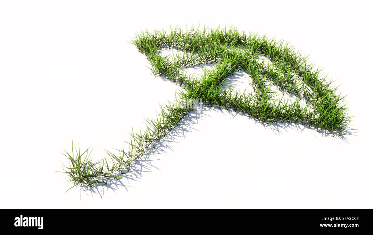 Concept ou conceptuel vert été pelouse herbe symbole forme isolée sur fond blanc, signe de parapluie ouvert. Une métaphore 3d pour la protection, Banque D'Images