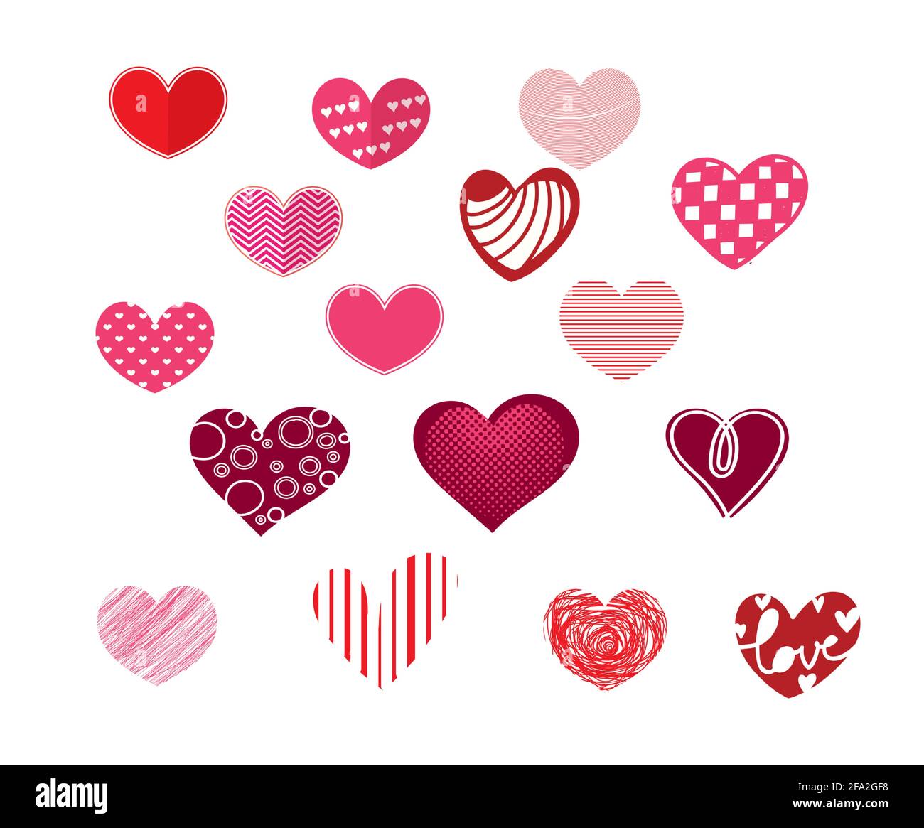 Ensemble de forme de coeur de couleur rouge et rose Illustration de Vecteur