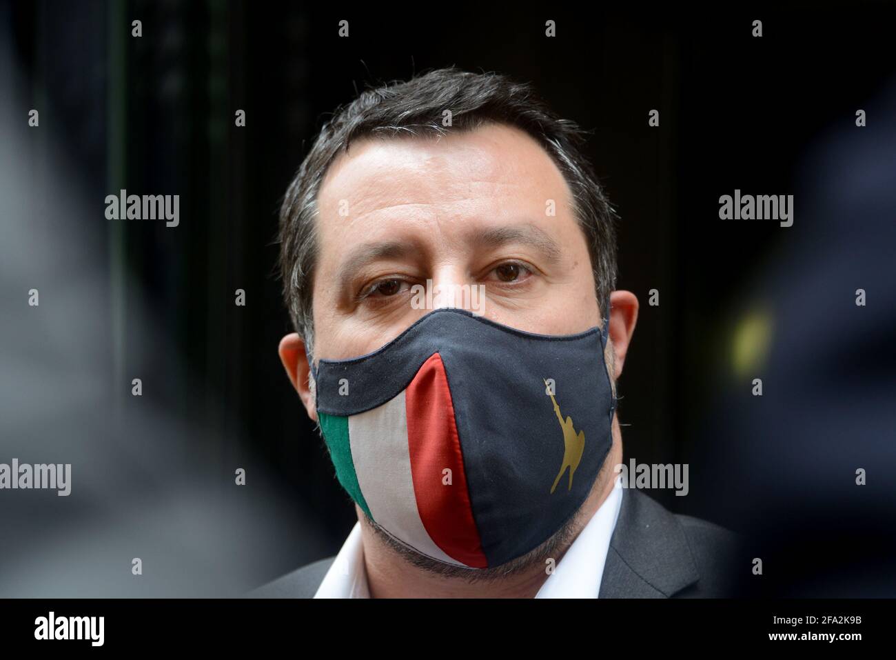 Rome, Italie. 22 avril 2021. Dans la photo, le chef de la Lega Matteo Salvini, répond aux questions des journalistes crédit: Agence de photo indépendante/Alamy Live News Banque D'Images