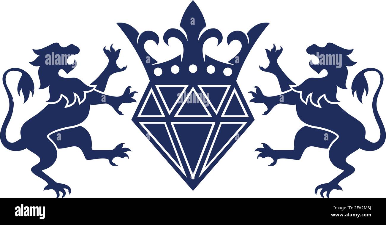 motif graphique de concept vectoriel du logo du roi lion en losange bleu Illustration de Vecteur