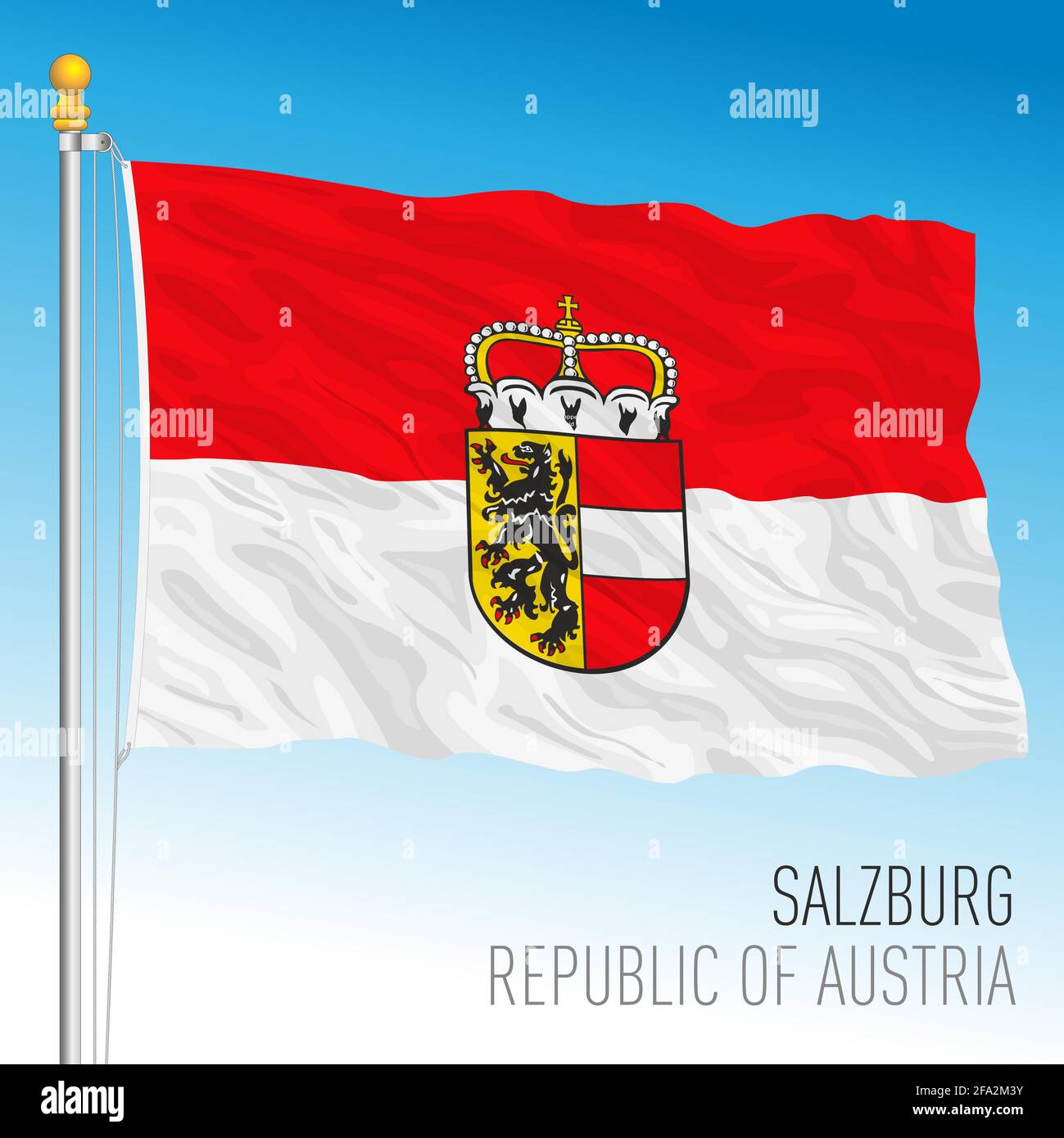 Drapeau régional officiel de Salzbourg, pays de la République d'Autriche, illustration vectorielle Illustration de Vecteur